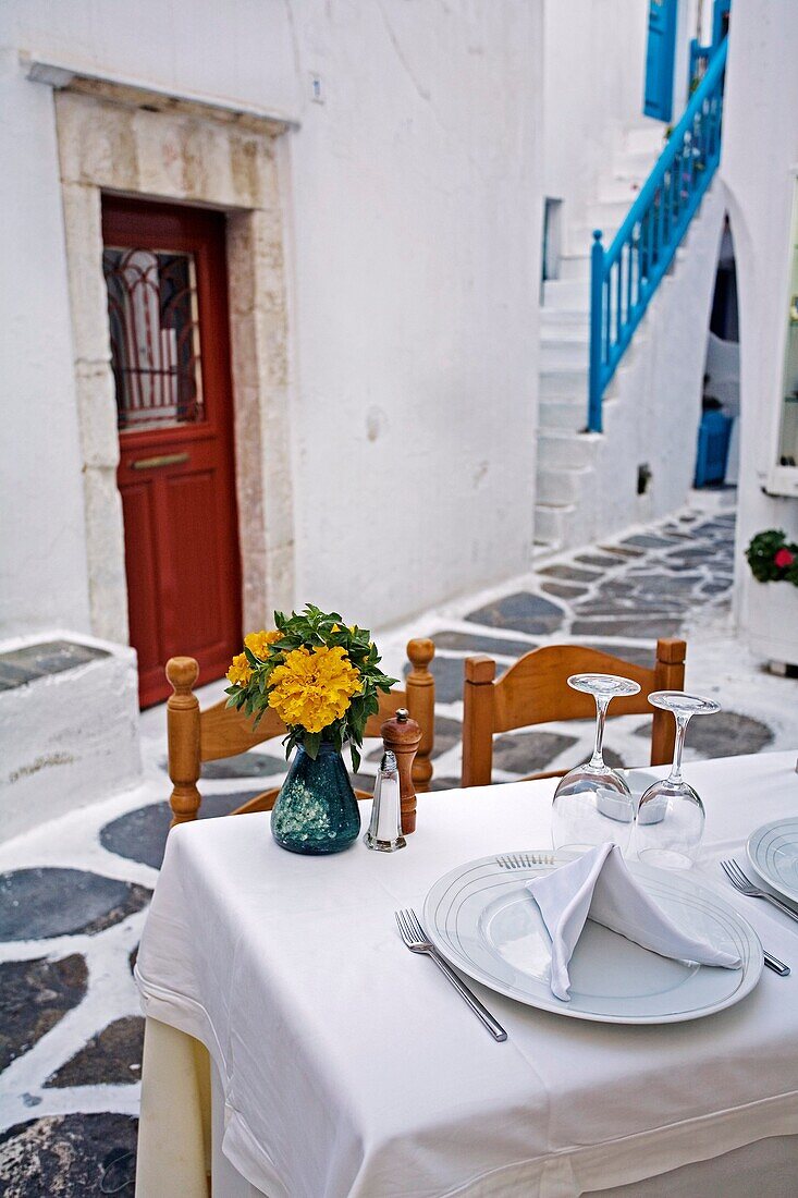 Restaurant, quarter of Alefkandra, Little Venice, Mykonos, Cyclades Islands, Greece