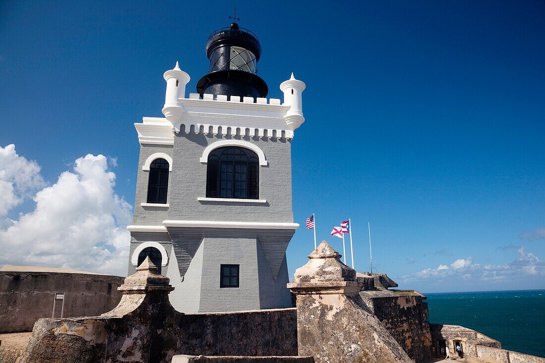 Puerto Rico, San Juan, Old San Juan, El Morro Fortress, lighthouse.