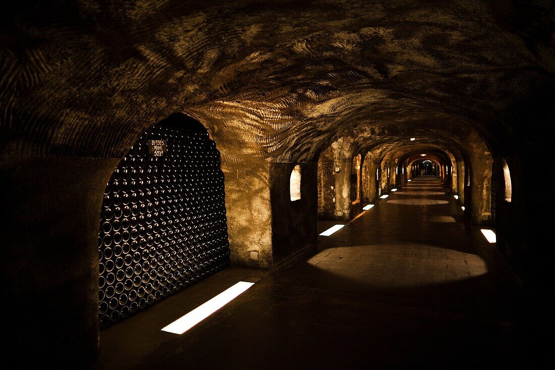 France, Marne, Champagne Region, Epernay, Moet & Chandon champagne winery, champagne cellars