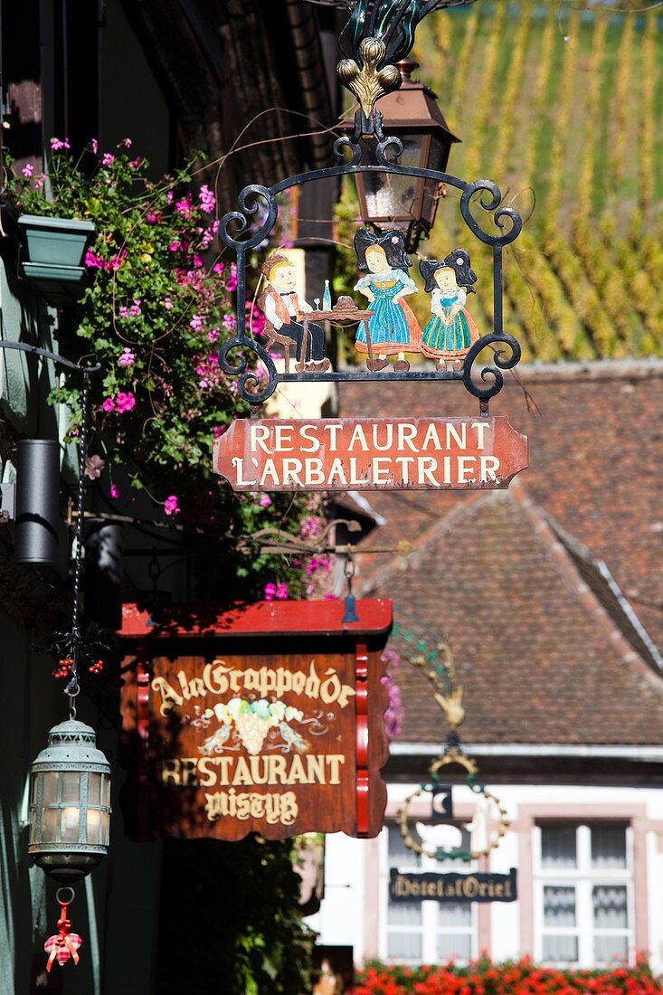 France, Haut-Rhin, Alsace Region, Alasatian Wine Route, Bergheim, town detail