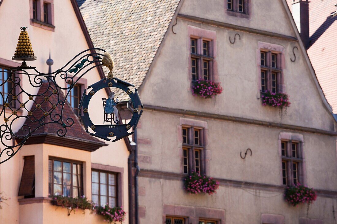 France, Haut-Rhin, Alsace Region, Alasatian Wine Route, Kaysersberg, town detail