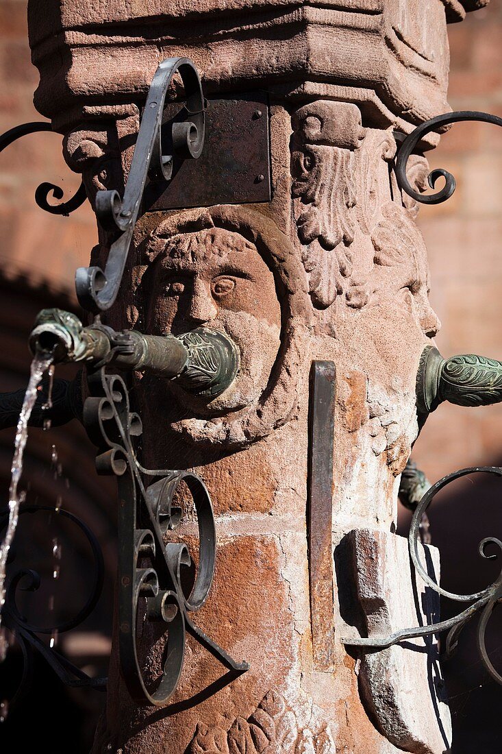 France, Haut-Rhin, Alsace Region, Alasatian Wine Route, Kaysersberg, town detail