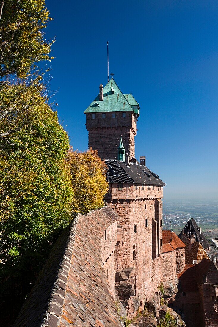 France, Haut-Rhin, Alsace Region, Alasatian Wine Route, Haut Koenigsbourg Chateau, exterior