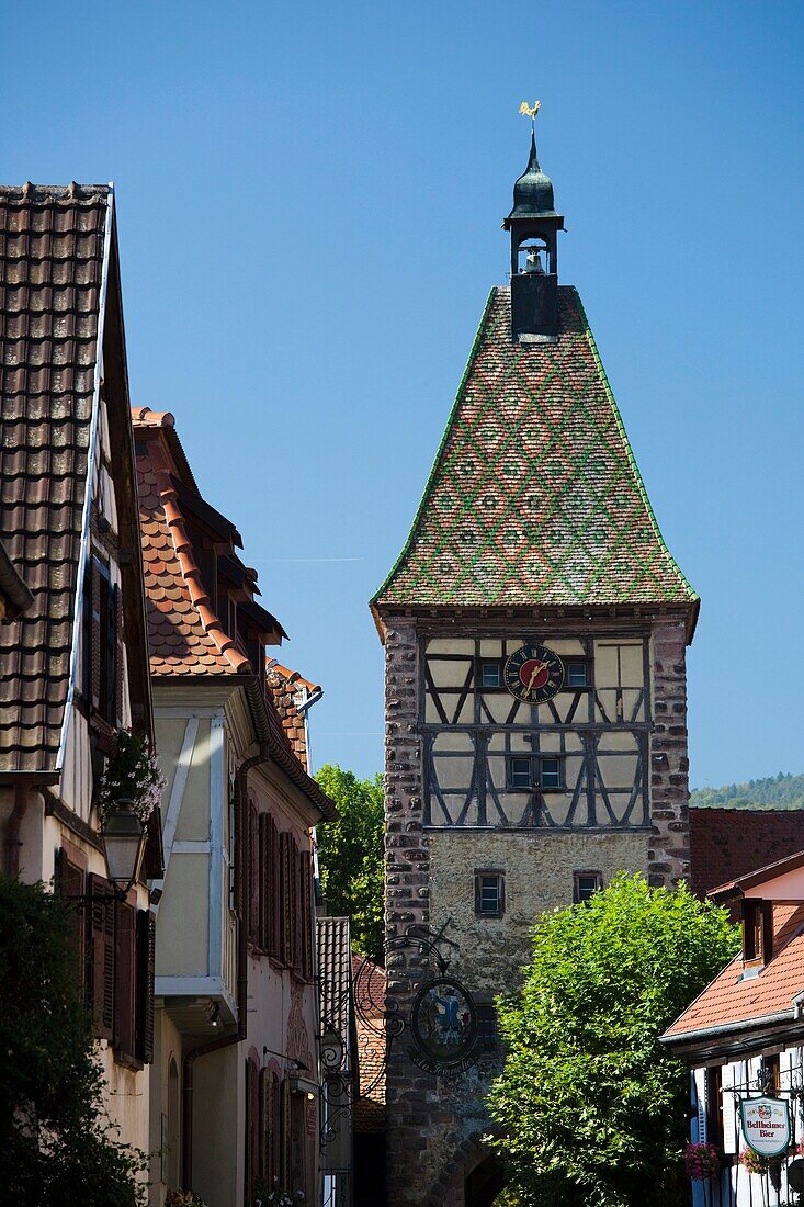 France, Haut-Rhin, Alsace Region, Alasatian Wine Route, Bergheim, town detail