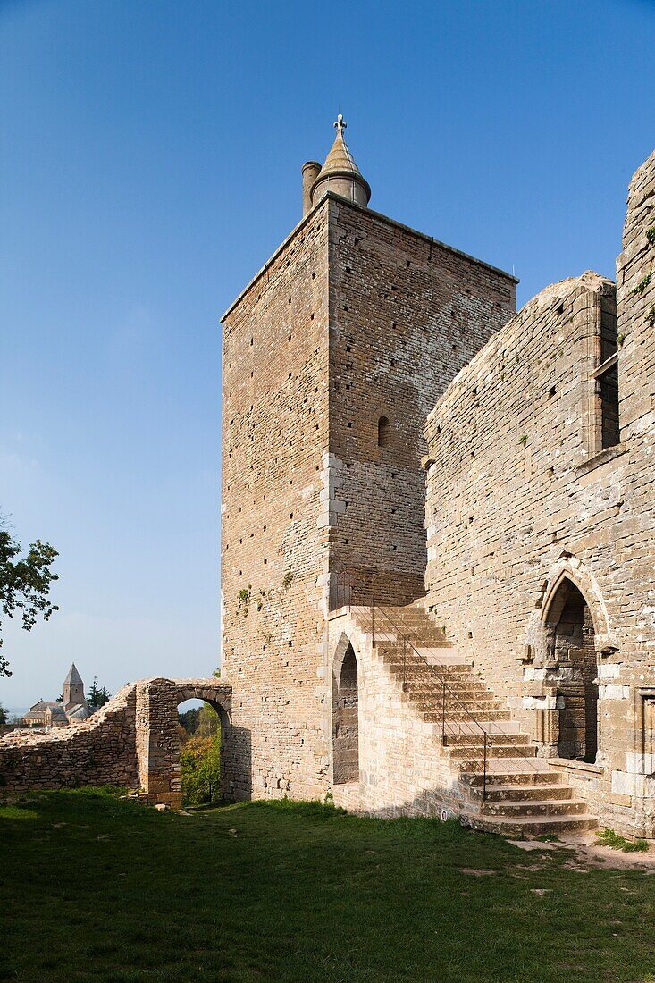 France, Saone-et-Loire Department, Burgundy Region, Maconnais Area, Brancion, chateau exterior