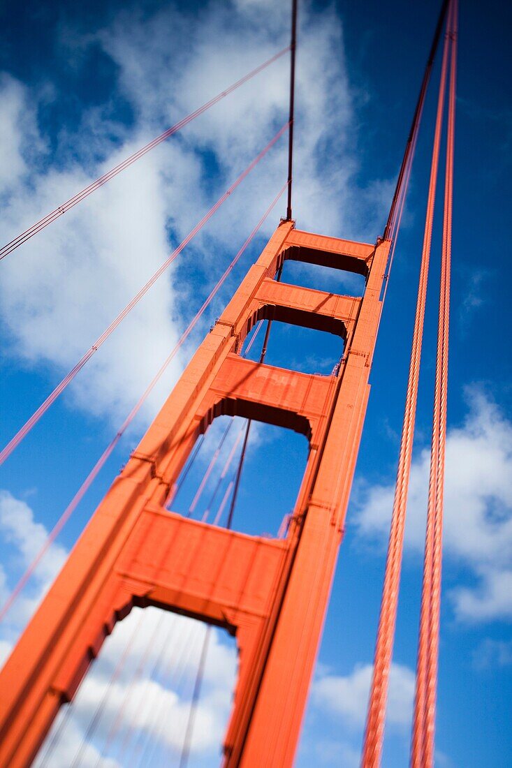 USA, California, San Francisco, The Presidio, Golden Gate National Recreation Area, Golden Gate Bridge, detail