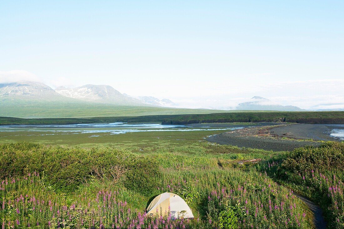 Alaska, Katmai National Park and Preserve, McNeil River Bear Viewing and Wildlife Sanctuary, camp