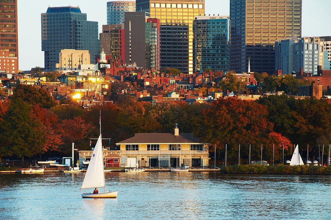 Boston and river from Cambridge, Boston, Massachusetts, USA