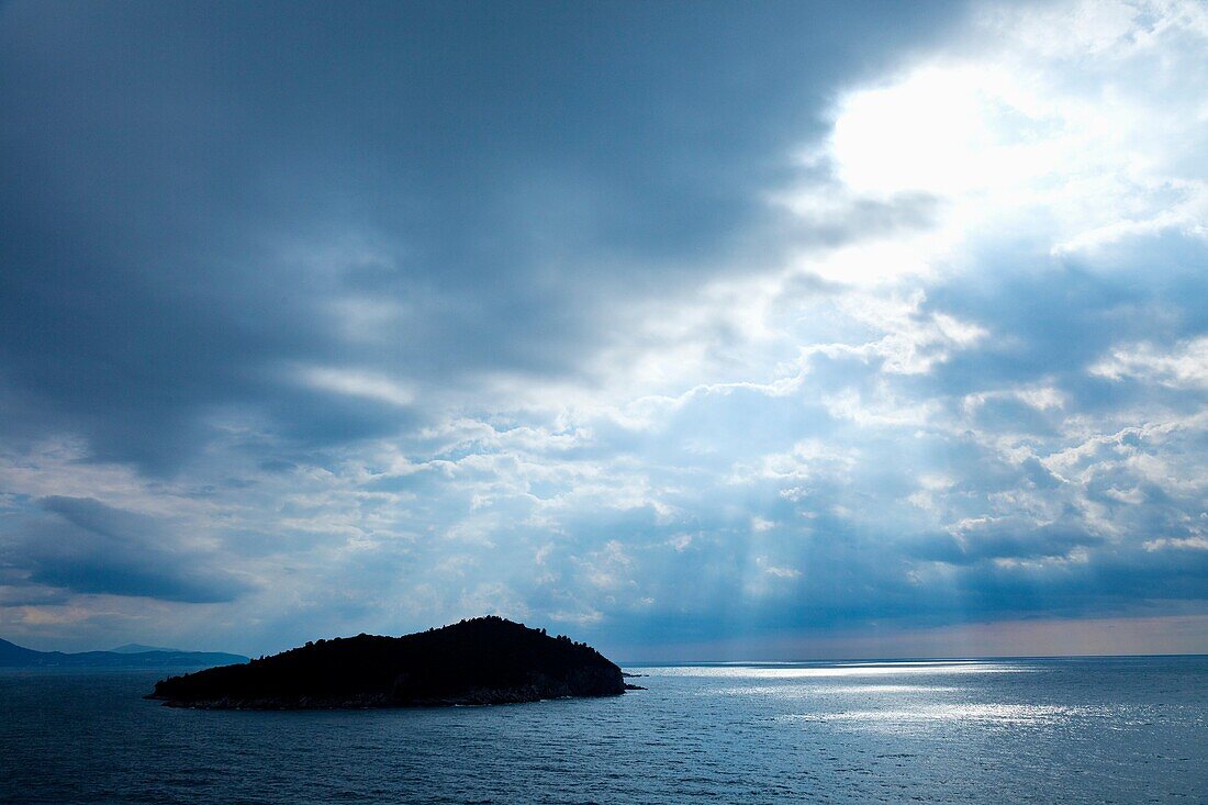 Lokrum Island from the walls of the Old Town of Dubrovnik, Dubrovnik City, Croatia, Adriatic Sea, Mediterranean Sea