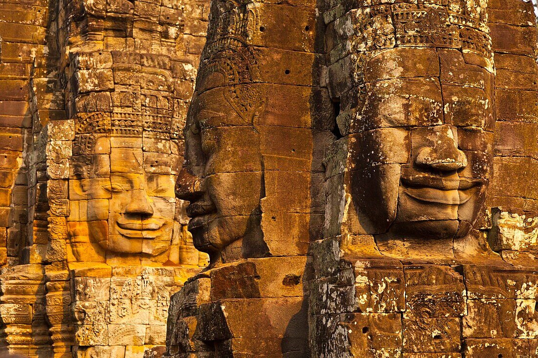 Face-towers  Upper terrace  Bayon Temple  Angkor Siem Reap town, Siem Reap province  Cambodia, Asia