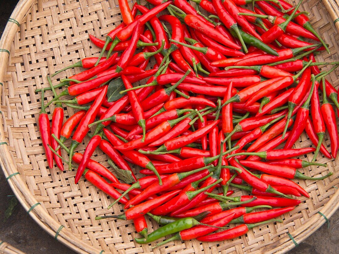 Chilis for sale in market in Hoi An, Vietnam