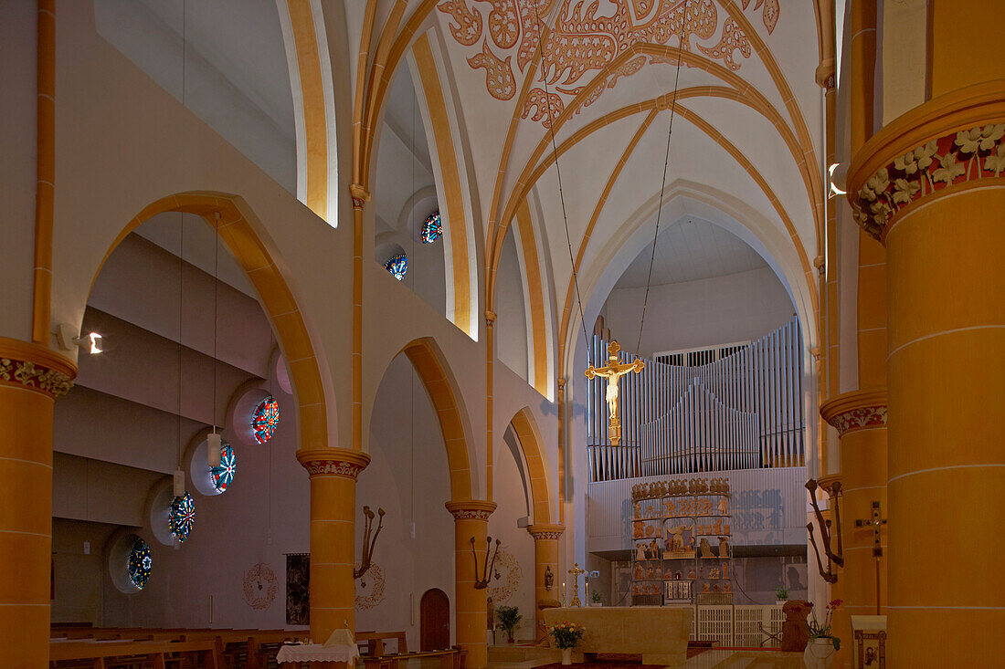 Interior view of the Liebfrauenkirche, Church of Our Lady, Puettlingen, Saarland, Germany, Europe