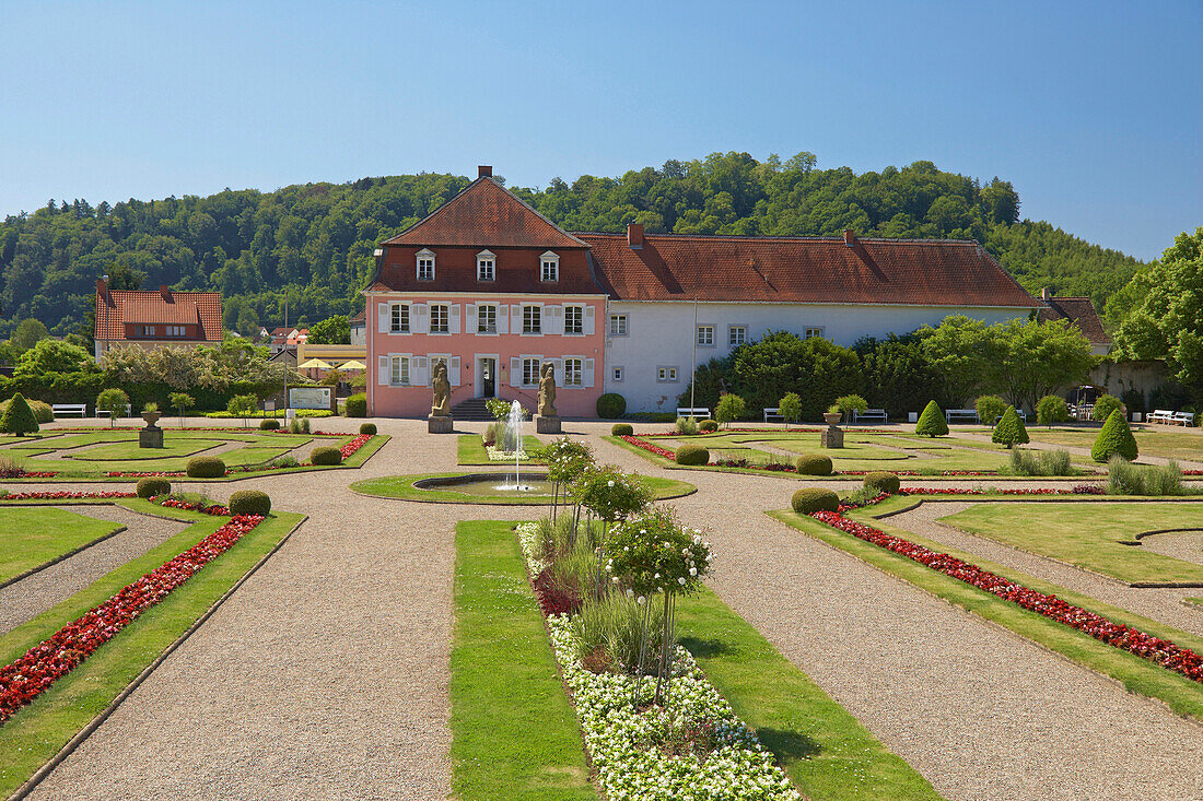 Edelhaus und Garten des Römischen Freilichtmuseums Schwarzenacker, Homburg-Schwarzenacker, Saarland, Deutschland, Europa