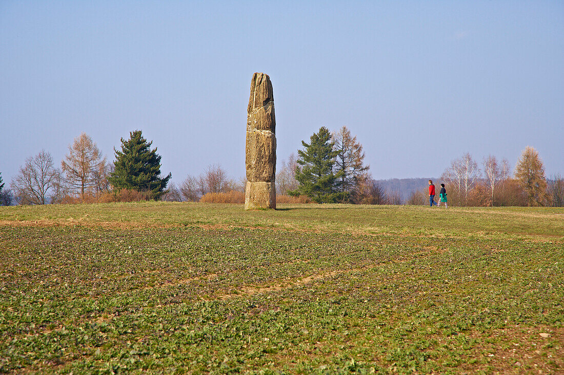 Monolith Gollenstein auf einer Wiese, Wahrzeichen der Stadt Blieskastel, Bliesgau, Saarland, Deutschland, Europa