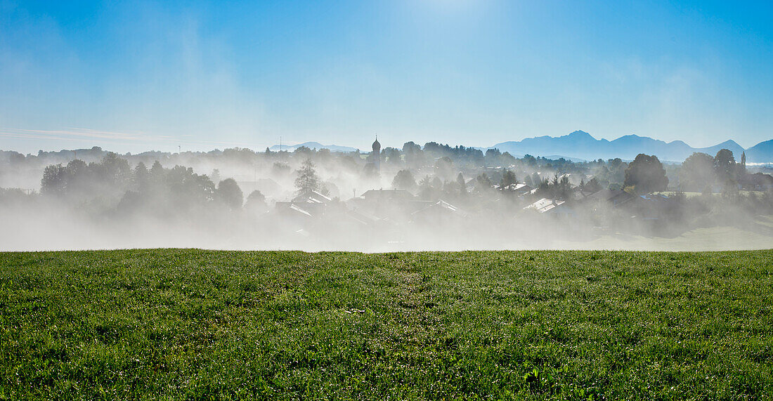 View to Uffing, lake Staffelsee, Upper Bavaria, Germany