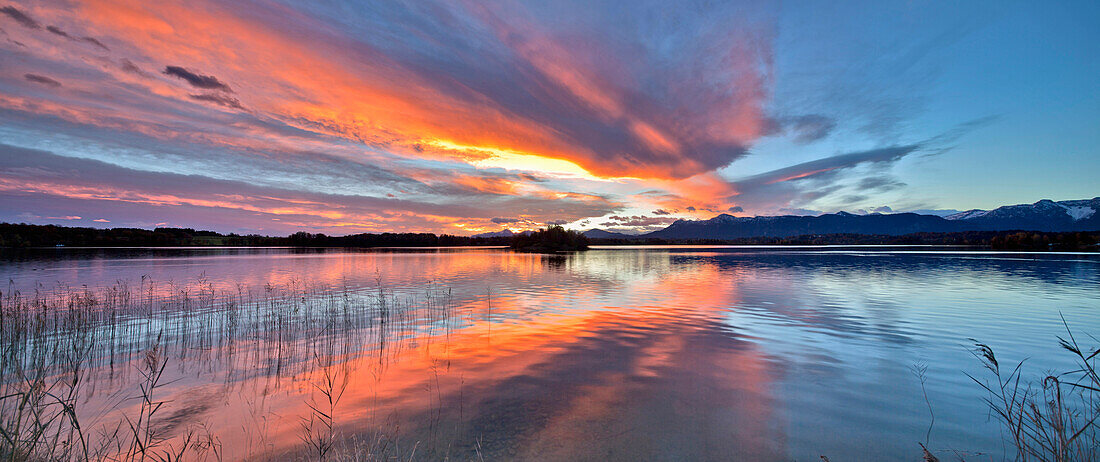 Morgendämmerung am Staffelsee, Uffing, Oberbayern, Bayern, Deutschland