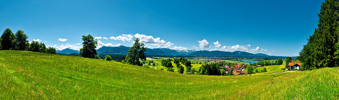 Blick auf Riegsee und Murnau, Wettersteingebirge, Oberbayern, Bayern, Deutschland