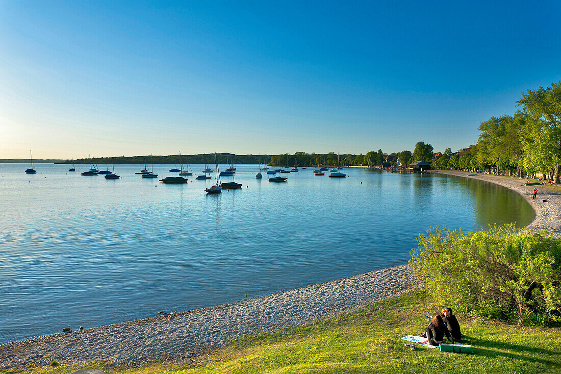 Bucht von Herrsching, Ammersee, Oberbayern, Bayern, Deutschland