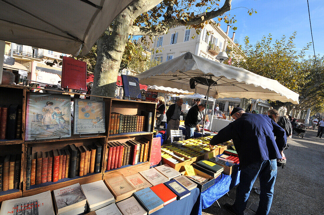 Flohmarkt an der Allee de la Liberte, Cannes, Côte d'Azur, Süd Frankreich, Europa