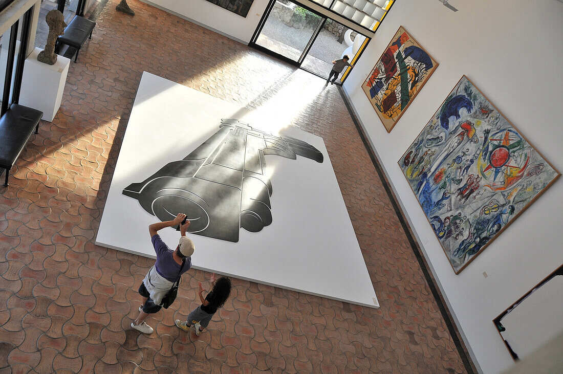 People at the museum Fondation Maeght in Saint-Paul-de-Vence, Cote d'Azur, South France, Europe