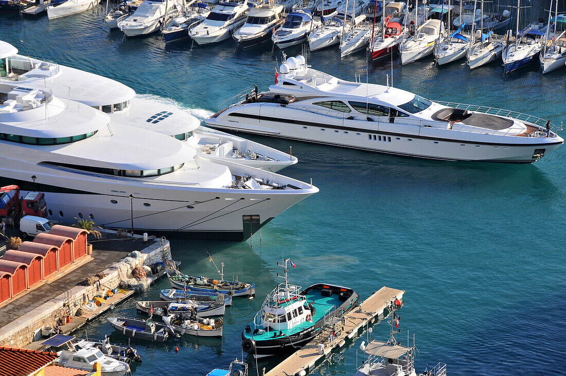 View of boats in the Bassin Lympia, Nice, Cote d'Azur, South France, Europe