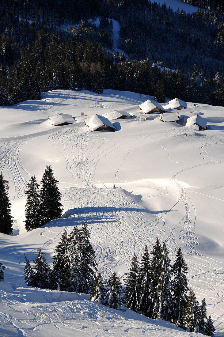 High angle view of snow covered alps, Kitzbuehel, Winter in Tyrol, Austria, Europe