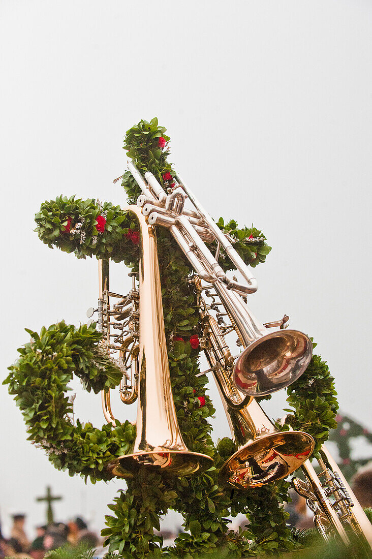 Decorative cross, Leonardi procession, Bad Toelz, Upper bavaria, Bavaria, Germany