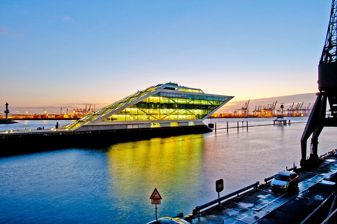 Dockland at dusk, modern architecture in the Hafencity of Hamburg, Germany