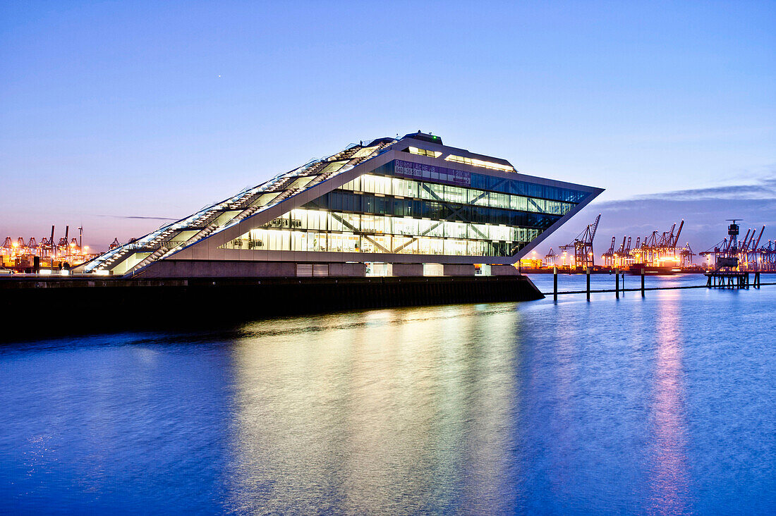 Dockland at dusk, modern architecture in Hafencity, Hamburg, Germany
