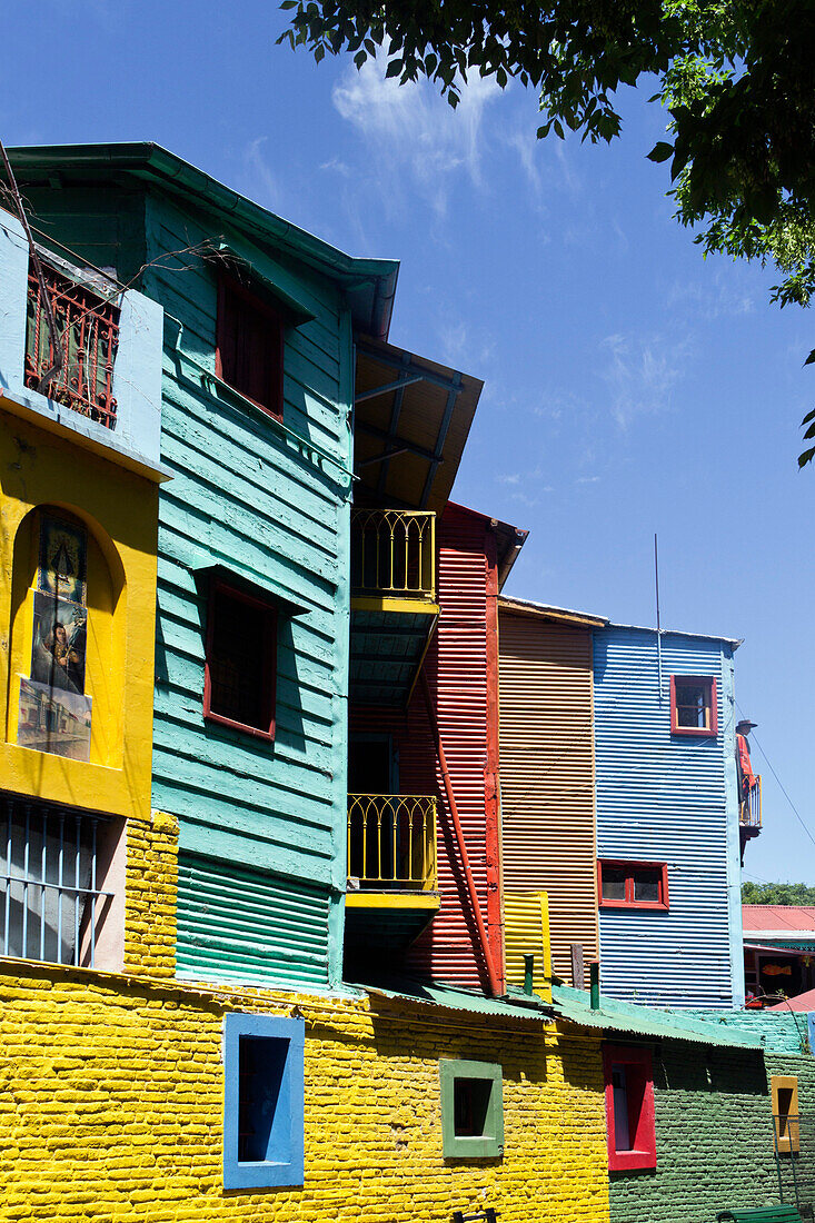 Farbige Häuser in Caminito, La Boca, Buenos Aires, Argentinien
