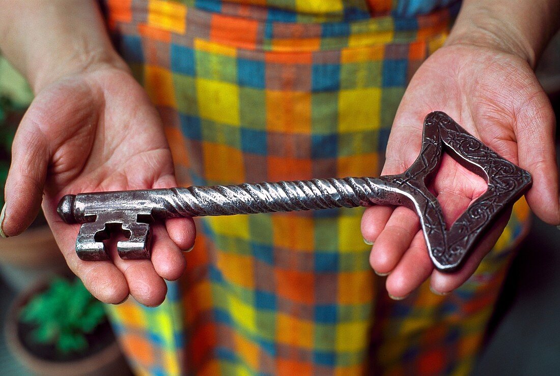 Exact copy of the wrought iron key stolen in the mid-twentieth century of the Church of Sant Marti Cortinada  ANDORRA