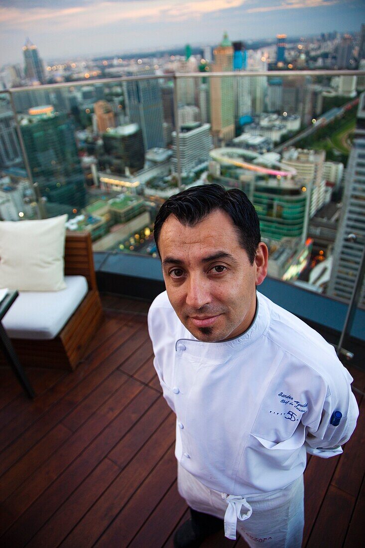 Sandro Aguilera, chef of the Fifty Five restaurant in the Centara Grand Hotel al Central World Bangkok Tower  Pathumwan district  Bangkok  Thailand