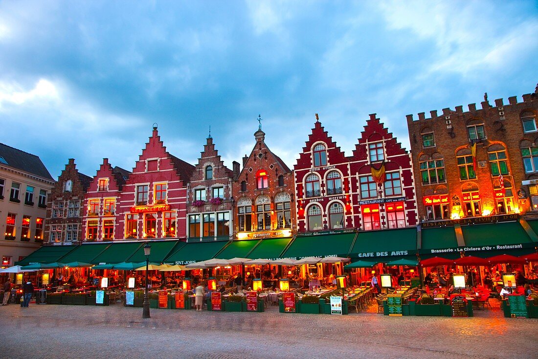 Buildings in Markt Square, Bruges, Brugge, Flanders, Belgium, UNESCO World Heritage Site