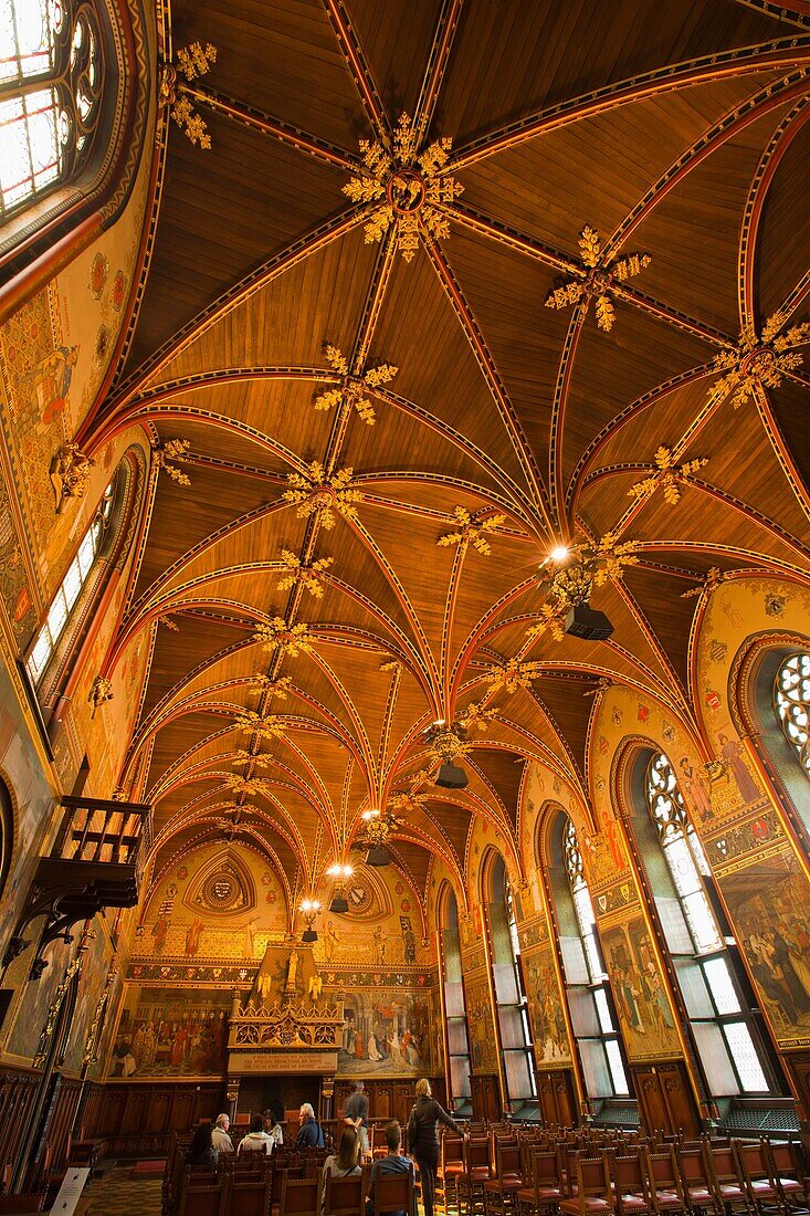 Gothic or Council Chamber in Town Hall  Burg Square  Bruges, Brugge, Flanders, Belgium, UNESCO World Heritage Site