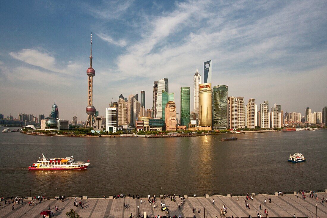 China-May 2010 Shanghai City The Bund, Huangpu River and Pudong Skyline.