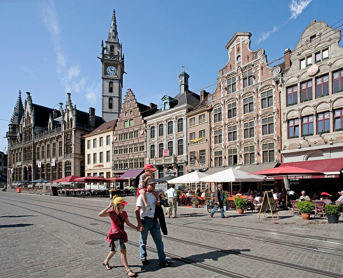 Belgium-August 2010 Gent City Koren Markt Square.