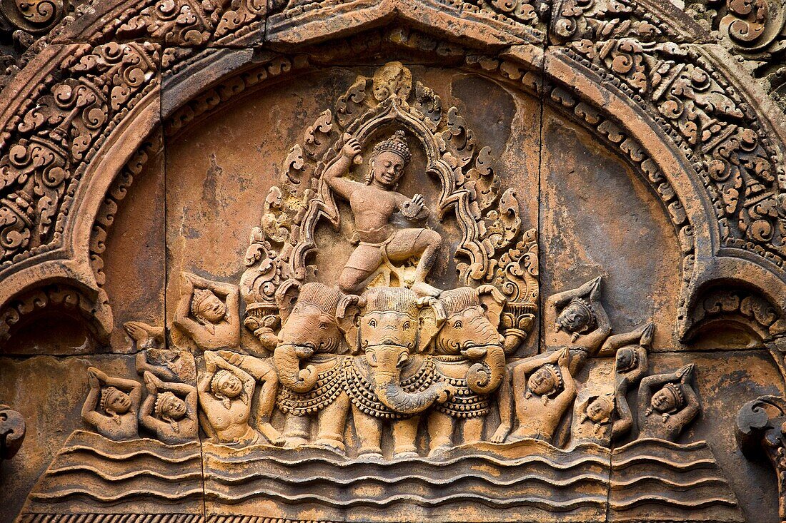 Cambodia-No  2009 Siem Reap City Angkor Temples W H  Banteay Srei Temple Detail.
