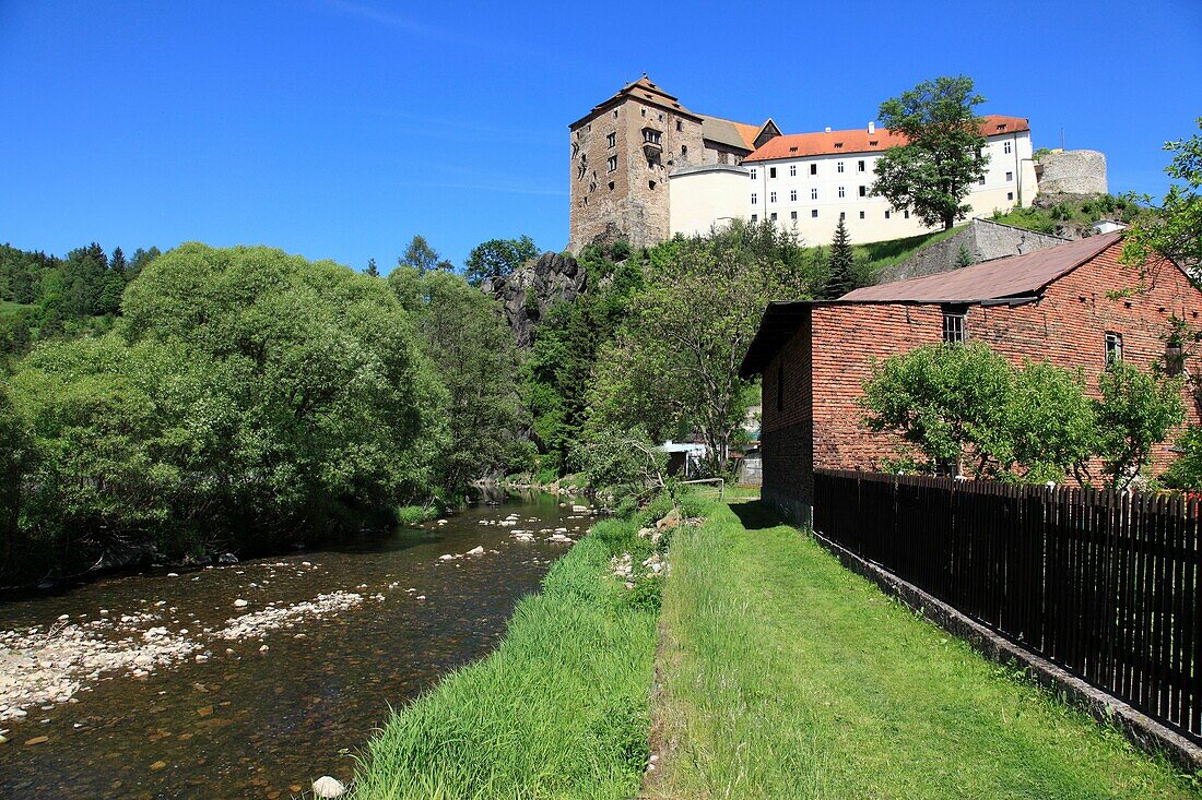 Castle Becov nad Teplou at the correspondent village, Tepla River, Czech Republic, Europe