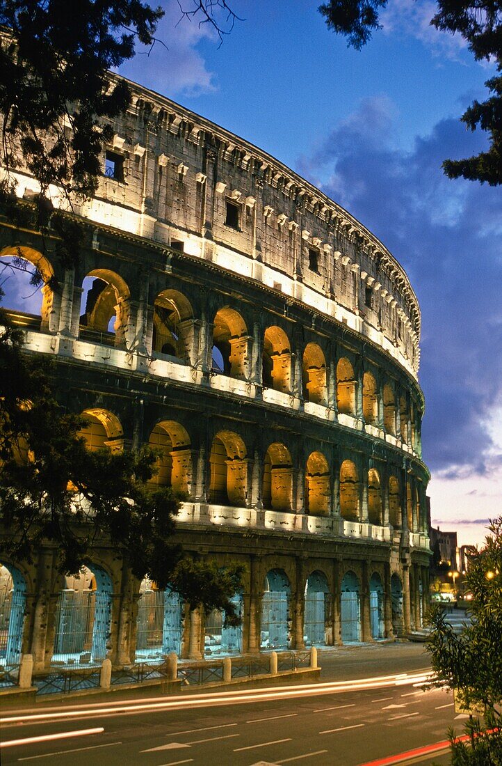 Rome Italy, Colosseum at dusk