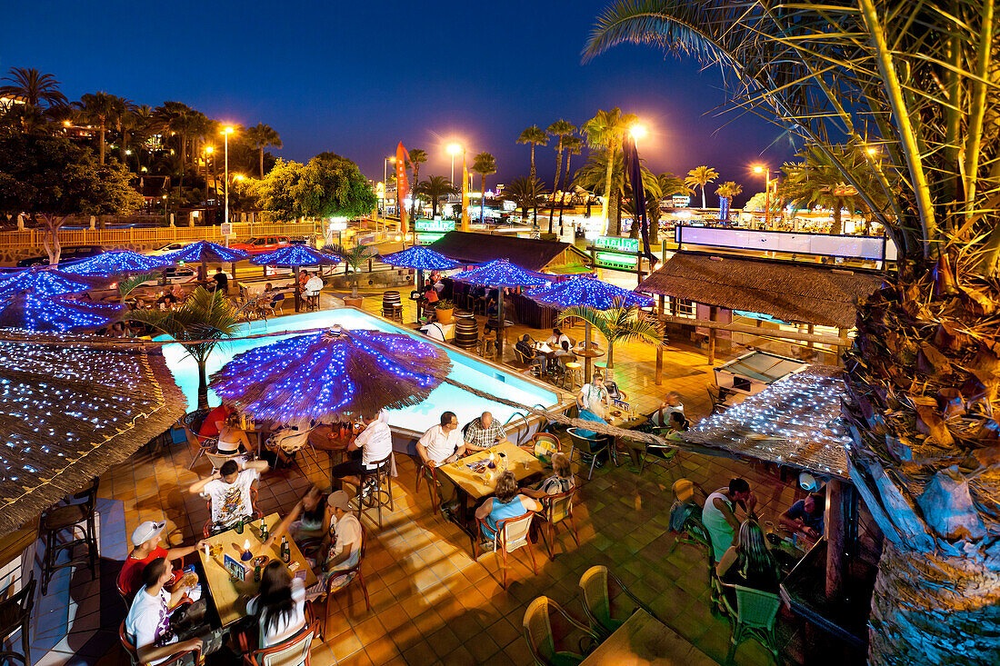 Bar an der Strandpromenade, Playa del Ingles, Gran Canaria, Kanarische Inseln, Spanien