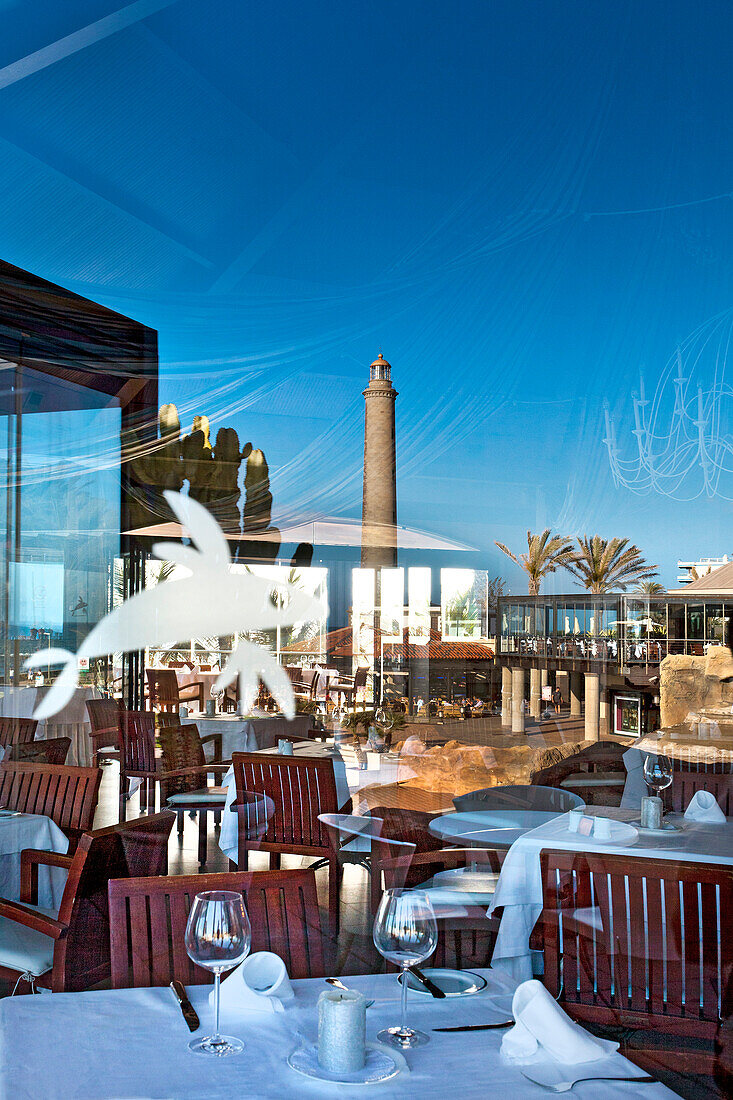 View of the restaurant of the Grand Hotel Costa, Meloneras, Maspalomas, Gran Canaria, Canary Islands, Spain, Europe