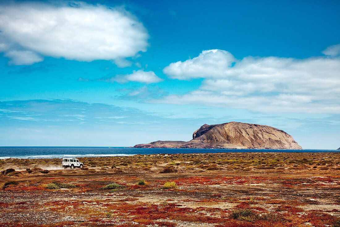 View from island La Graciosa onto smaller island, Lanzarote, Canary Islands, Spain, Europe