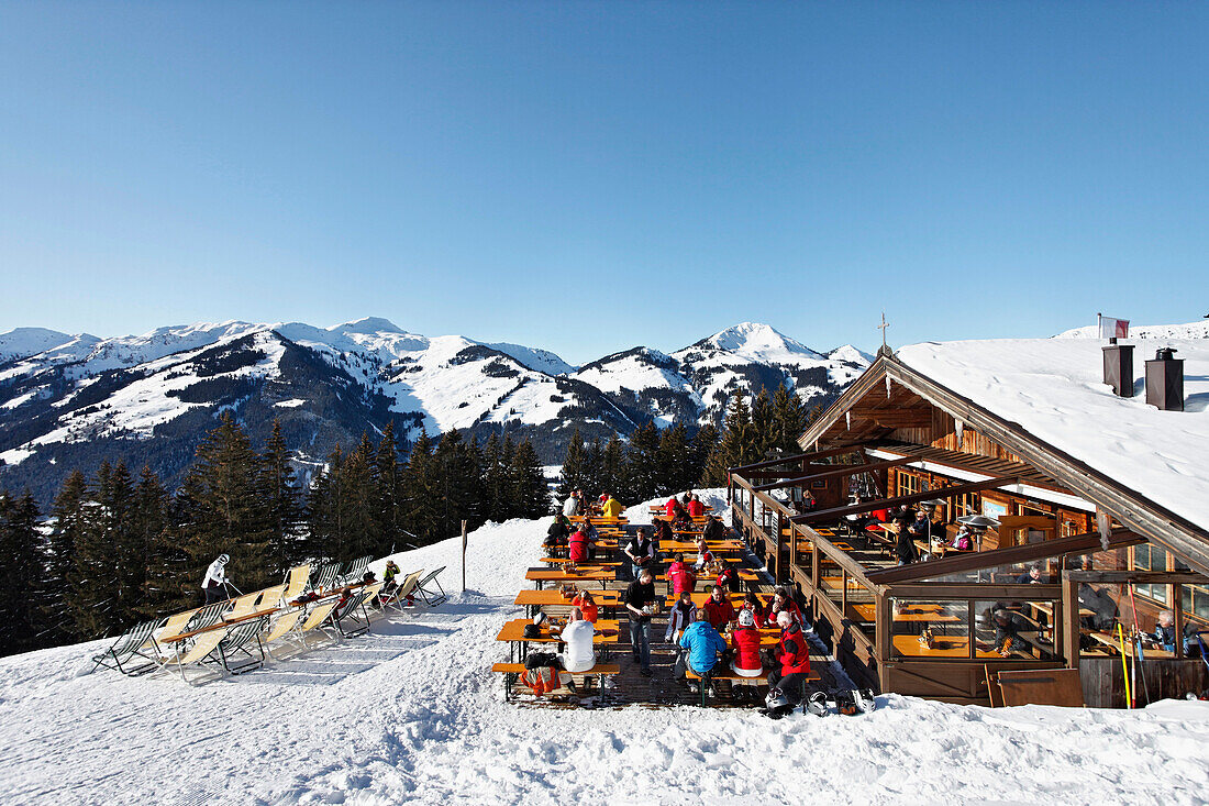 Mountain hut, Pengelstein ski region, Kirchberg, Kitzbuhel, Tyrol, Austria