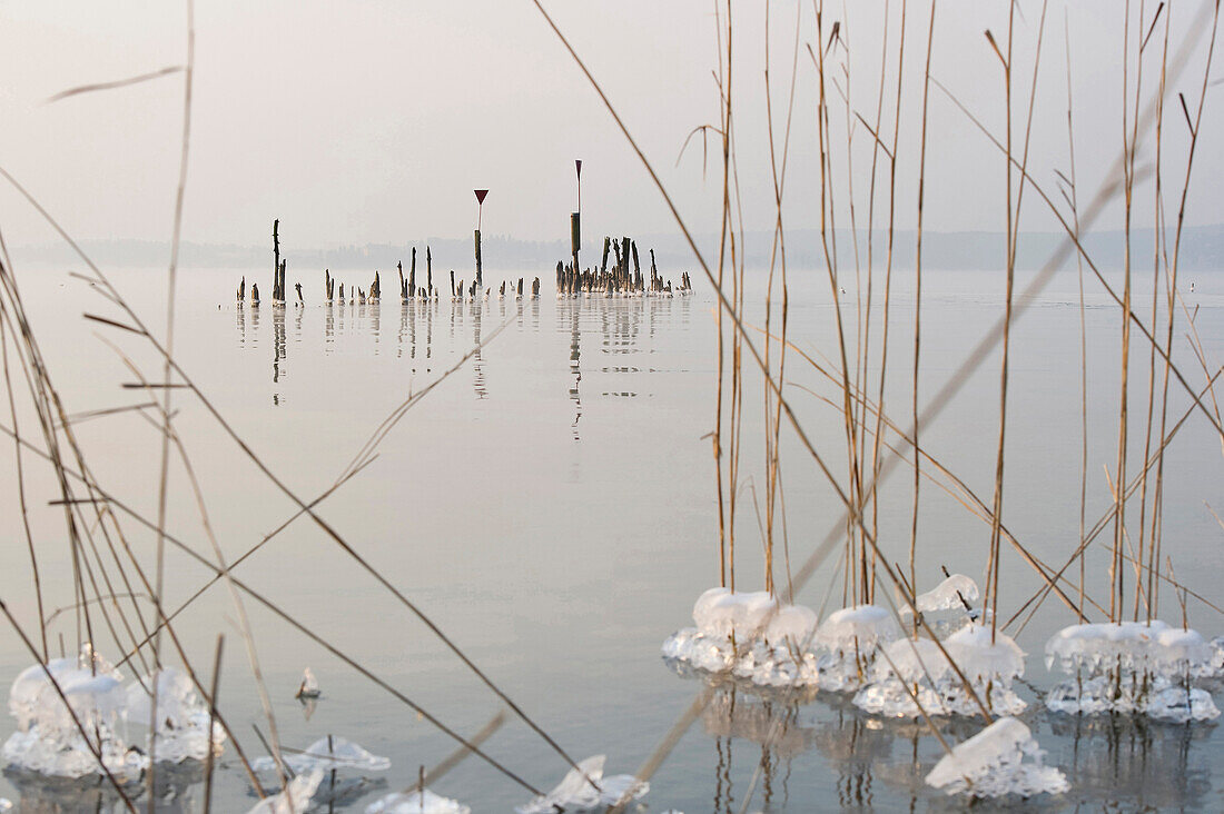 Bodensee im Winter, nahe Überlingen, Baden-Württemberg, Deutschland