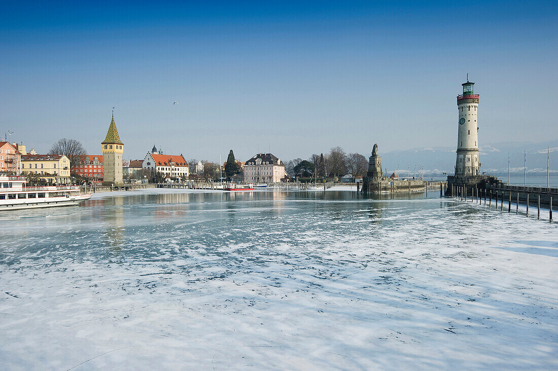 Lindau with port entrance, Lake Constance, Bavaria, Germany