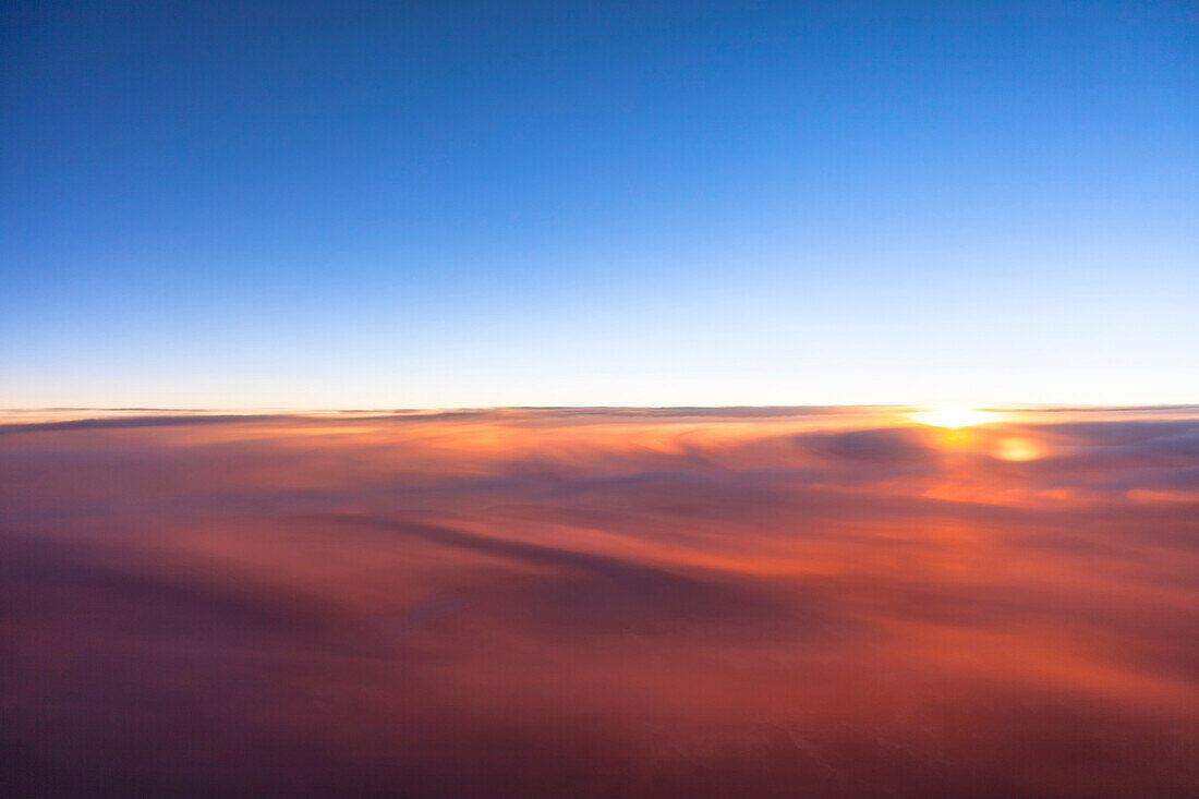 Aerial view of clouds at sunset, California, USA, America