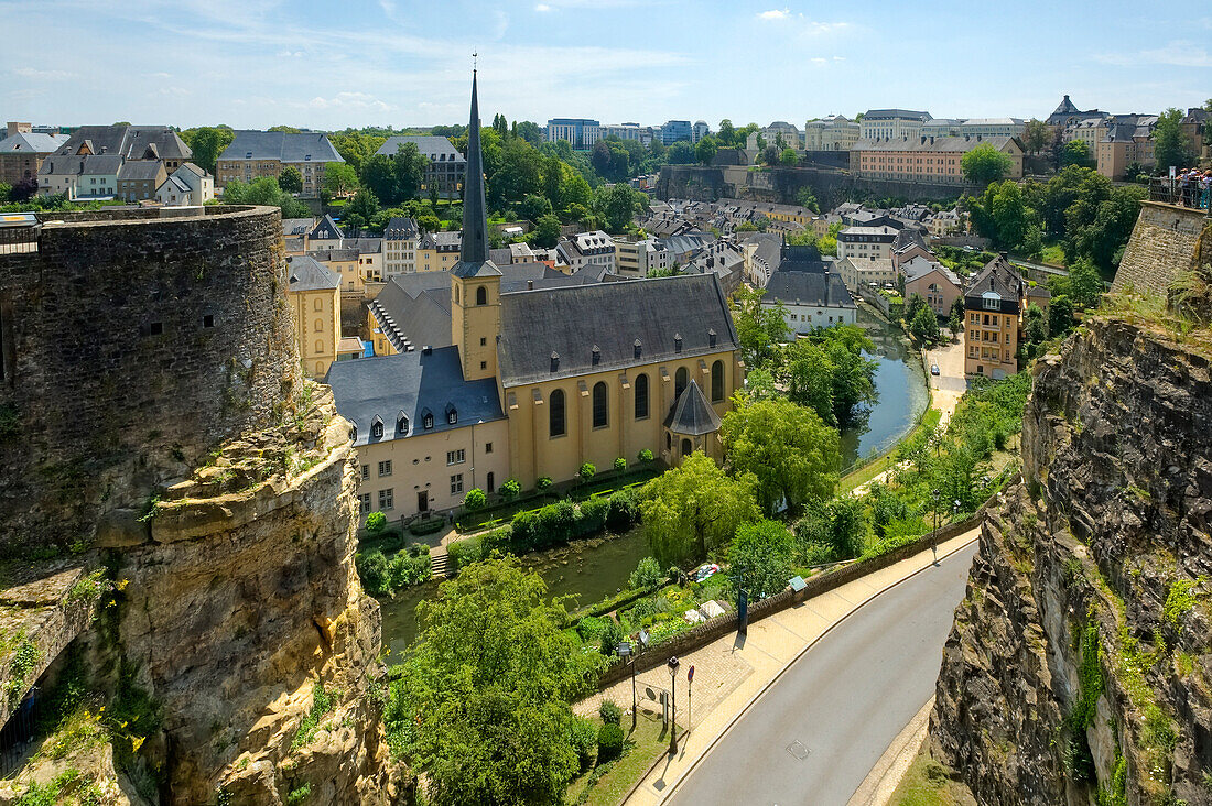 Neumuenster abbey with Alzette valley, Luxemburg, Luxembourg, Europe