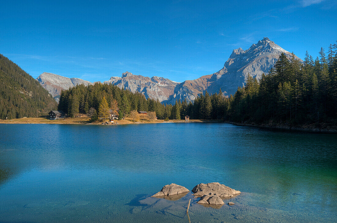 Arni lake with Windgallen mountains, Amsteg, Canton Uri, Switzerland