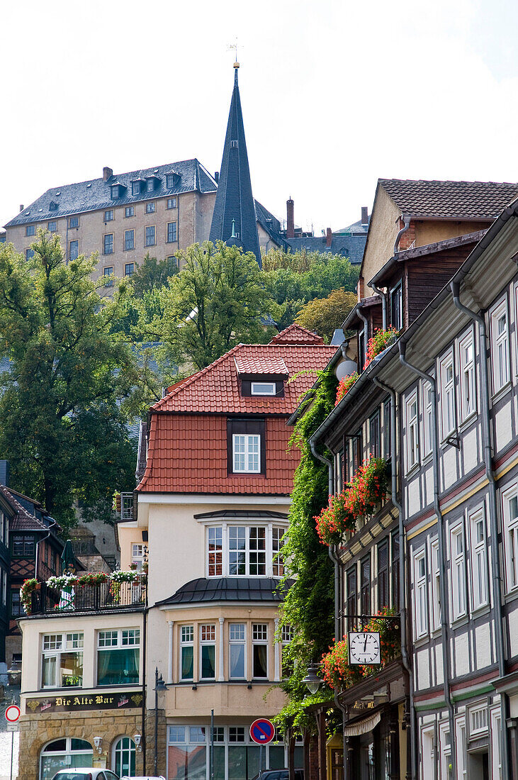 Old town with castle, Blankenburg am Harz, Harz, Saxony-Anhalt, Germany