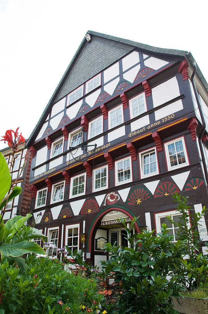 Scale house, Half Timbered House, down town, Osterode am Harz, Harz, Lower Saxony, Germany